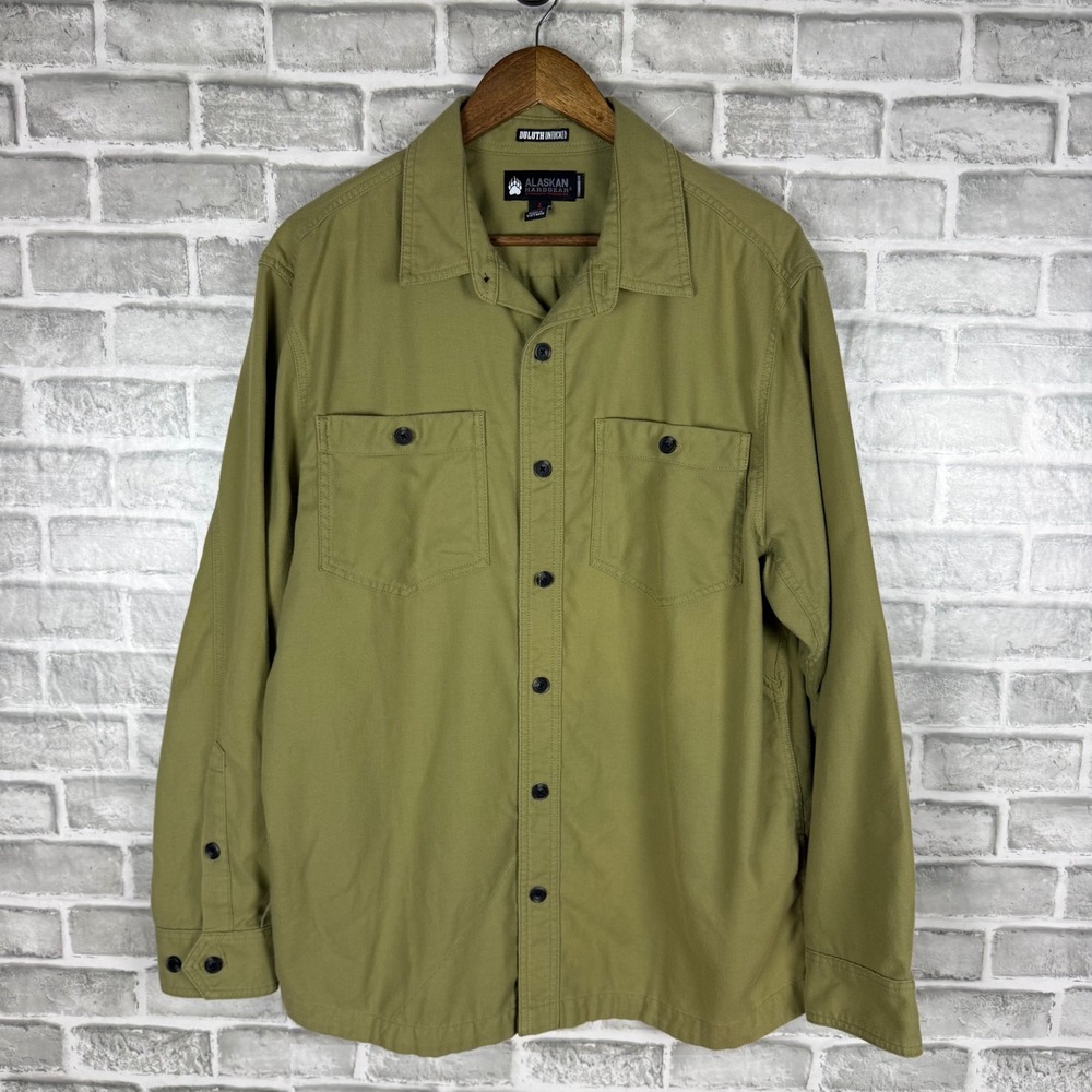 Alaskan Hardgear Duluth Trading Co Mens Large Olive Green Untucked Shirt LARGE